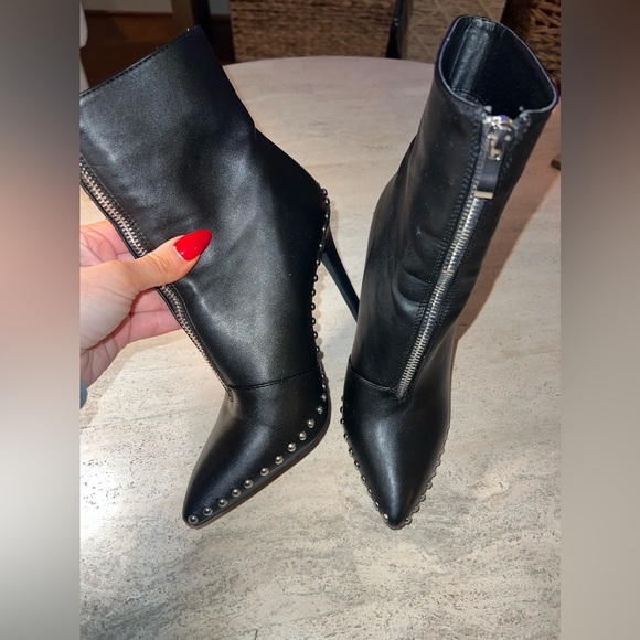 Steve Madden Shoes - STEVE MADDEN Worthy Ankle Zip Up Booties Stiletto Studded Heels Black Size 7